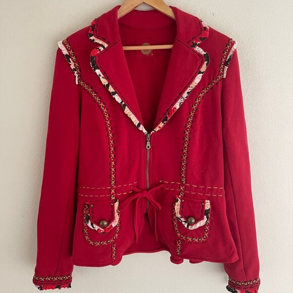 DOUBLE D RANCH Red Jacket with Studs, Ruffles, and Stitching: Size MEDIUM; NWOT! - Picture 1 of 11